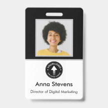 Simple Badge Minimal Employee Badge QR y código de