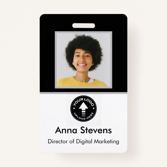 Tarjeta De Identificación Simple Badge Minimal Employee Badge QR y código de (Anverso)