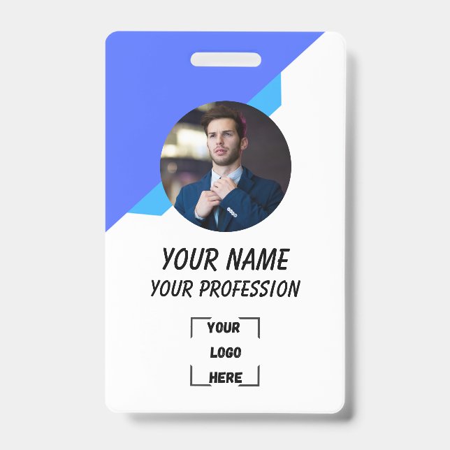 Tarjeta De Identificación Simple Blue Employee ID Badge (Parte frontal)