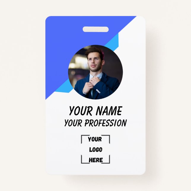 Tarjeta De Identificación Simple Blue Employee ID Badge (Anverso)