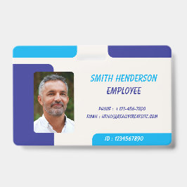 Tarjeta De Identificación Simple Blue Employee ID Badge