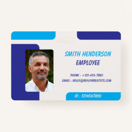 Tarjeta De Identificación Simple Blue Employee ID Badge
