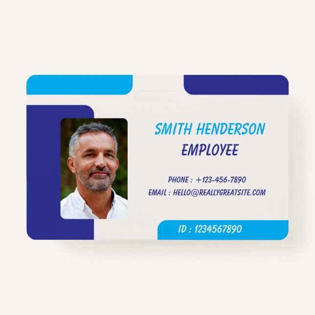 Tarjeta De Identificación Simple Blue Employee ID Badge (Anverso)