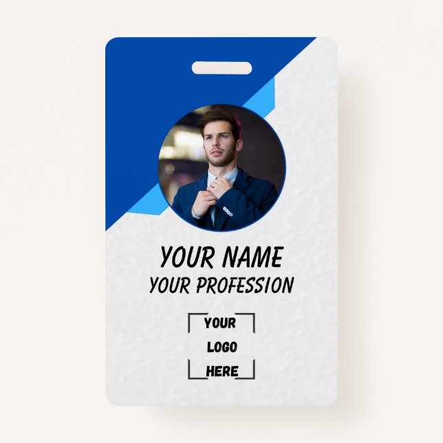 Tarjeta De Identificación Simple Blue Employee ID Badge (Anverso)