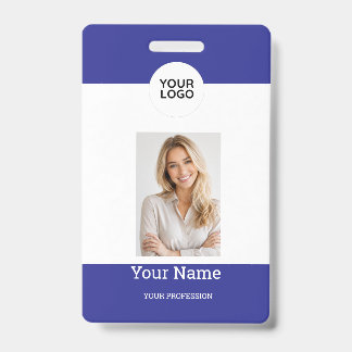 Tarjeta De Identificación Simple Blue Professional Photo ID Badge
