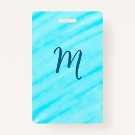 Tarjeta De Identificación simple blue whi watercolor lines add your monogram