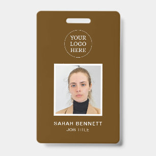 Tarjeta De Identificación Simple Brown Professional Employee Office Photo ID