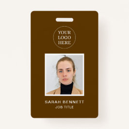 Tarjeta De Identificación Simple Brown Professional Employee Office Photo ID