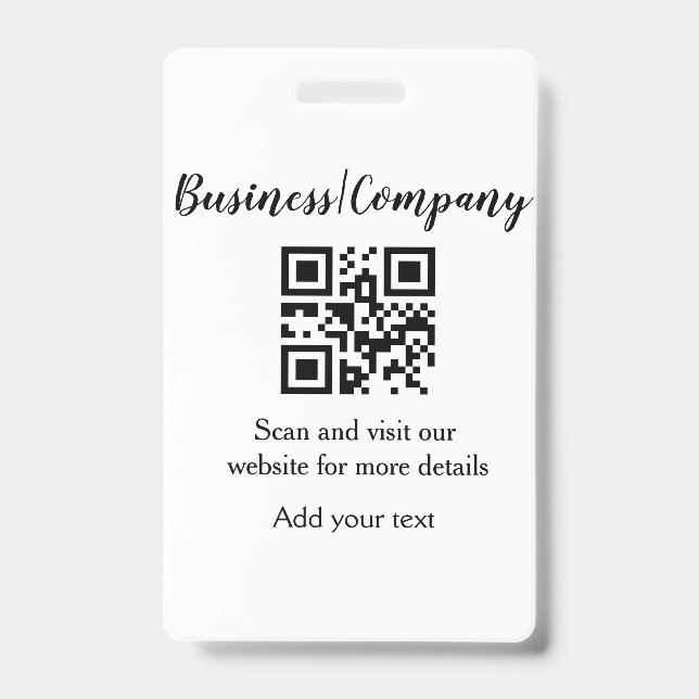 Tarjeta De Identificación Simple business company website barcode QR add nam (Front)