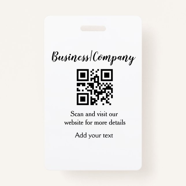 Tarjeta De Identificación Simple business company website barcode QR add nam (Anverso)