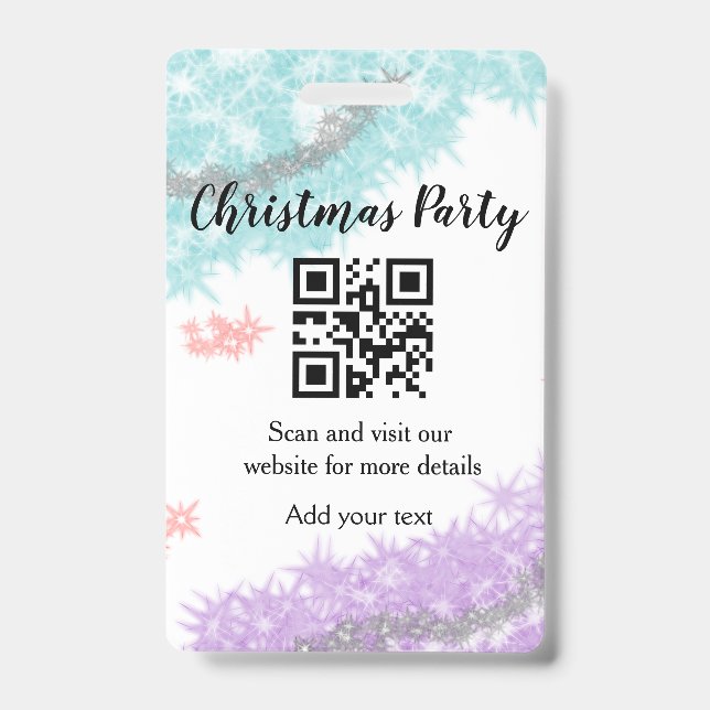 Tarjeta De Identificación Simple christmas party website barcode QR add name (Front)