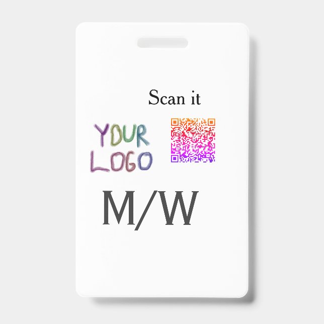 Tarjeta De Identificación Simple código qr minimal agregar logo escanear nom (Parte frontal)