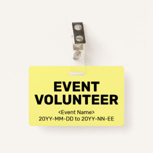 Tarjeta De Identificación Simple distintivo "VOLUNTARIO DE EVENTOS"