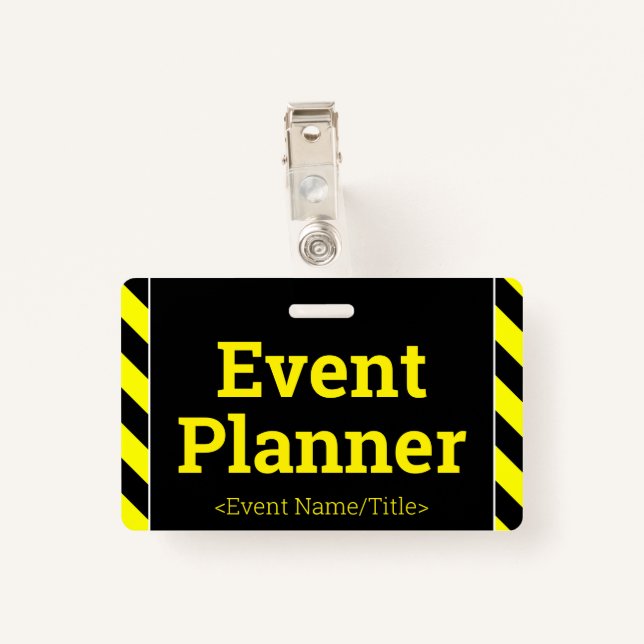 Tarjeta De Identificación Simple "Event Planner" Badge (Reverso con clip)