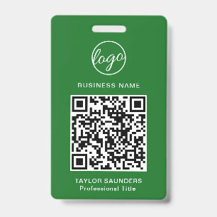 Tarjeta De Identificación Simple Green Código QR de Identificación de Emplea