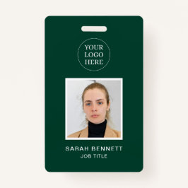 Tarjeta De Identificación Simple Green Professional Employee Office Photo ID
