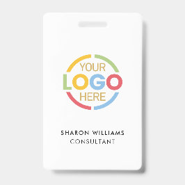 Tarjeta De Identificación Simple ID de empleado blanco con logotipo comercia