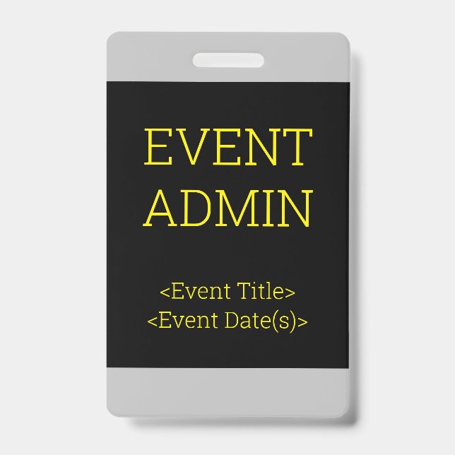 Tarjeta De Identificación Simple insignia de "ADMINISTRADOR DE EVENTOS" (Parte frontal)