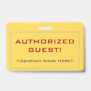 Tarjeta De Identificación Simple insignia de "¡INVITADO AUTORIZADO!"