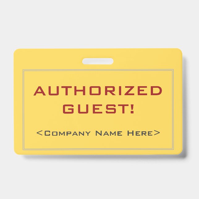 Tarjeta De Identificación Simple insignia de "¡INVITADO AUTORIZADO!" (Parte frontal)