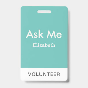 Tarjeta De Identificación Simple insignia personalizada verde turquesa para