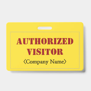 Tarjeta De Identificación Simple insignia "VISITANTE AUTORIZADO"
