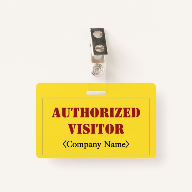 Tarjeta De Identificación Simple insignia "VISITANTE AUTORIZADO" (Anverso con clip)