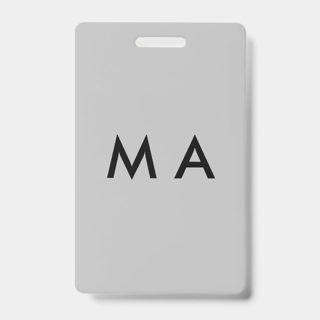 Tarjeta De Identificación Simple monogram add your name letter man minimal t (Parte frontal)