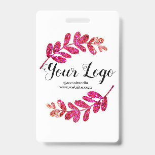 Tarjeta De Identificación simple personalizado azul morado negro hojas agreg