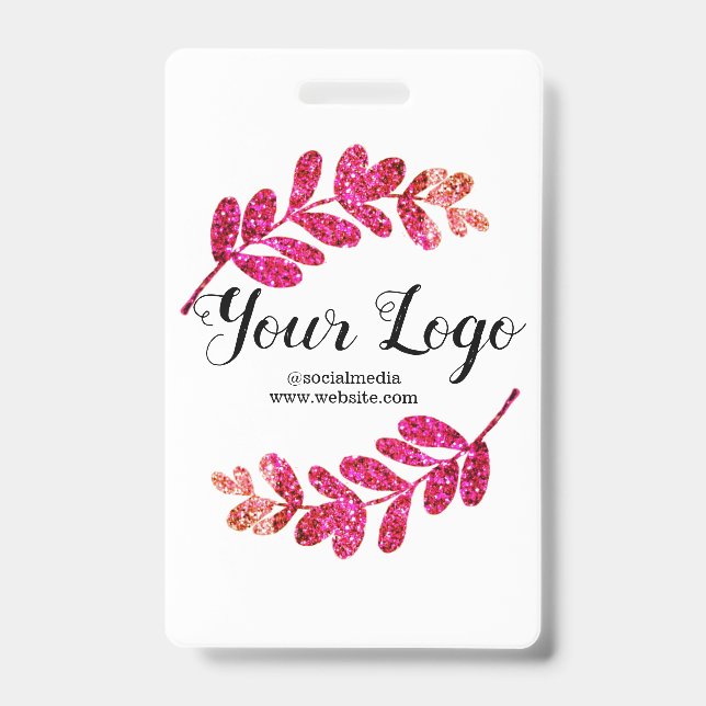 Tarjeta De Identificación simple personalizado azul morado negro hojas agreg (Parte frontal)