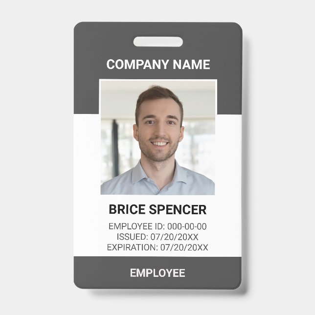 Tarjeta De Identificación Simple placa de identificación de foto de empleado (Anverso)