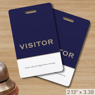 Tarjeta De Identificación Simple placa de visitante azul de la marina