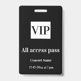Tarjeta De Identificación simple vip todos acceso contraseña concierto de no