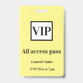 Tarjeta De Identificación simple vip todos acceso contraseña concierto de no