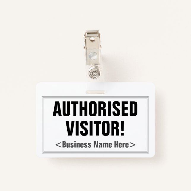 Tarjeta De Identificación Simple "¡VISITANTE AUTORIZADO!" Insignia (Reverso con clip)