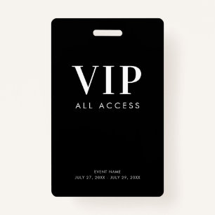 Tarjeta De Identificación Simple y moderno evento VIP VIP All Access Pass