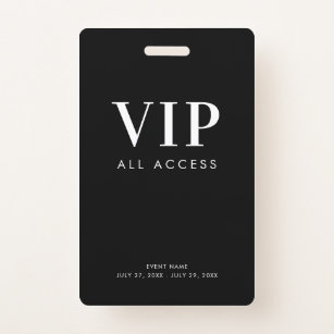 Tarjeta De Identificación Simple y moderno evento VIP VIP All Access Pass