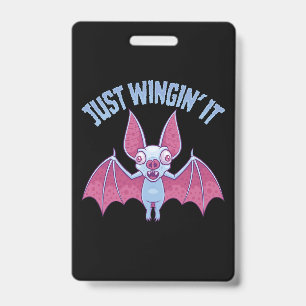 Tarjeta De Identificación Simplemente Revoloteando Murciélago Albino Derpy