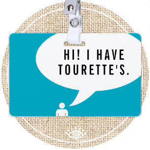 Tarjeta De Identificación SÍNDROME DE TOURETTE burbuja de habla