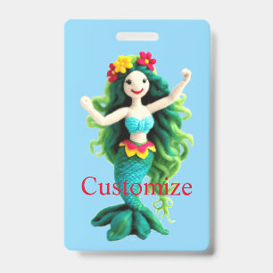 Tarjeta De Identificación Sirena de pelo verde Thunder_Cove