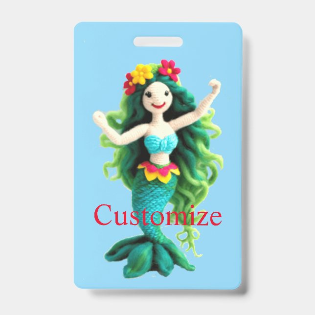 Tarjeta De Identificación Sirena de pelo verde Thunder_Cove (Parte frontal)