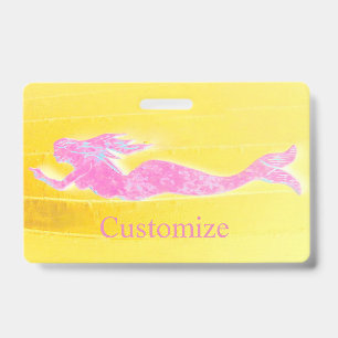 Tarjeta De Identificación Sirena nadadora rosa Thunder_Cove