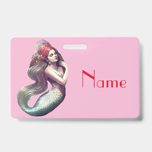 Tarjeta De Identificación Sirena Pelirroja Belleza Thunder_Cove