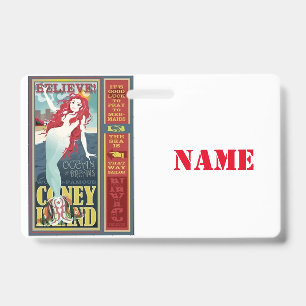 Tarjeta De Identificación Sirena pelirroja de Coney Island