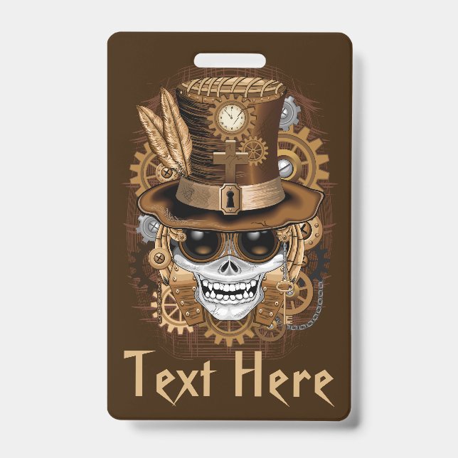 Tarjeta De Identificación Skull Steampunk Voodoo Retro Machine (Parte frontal)