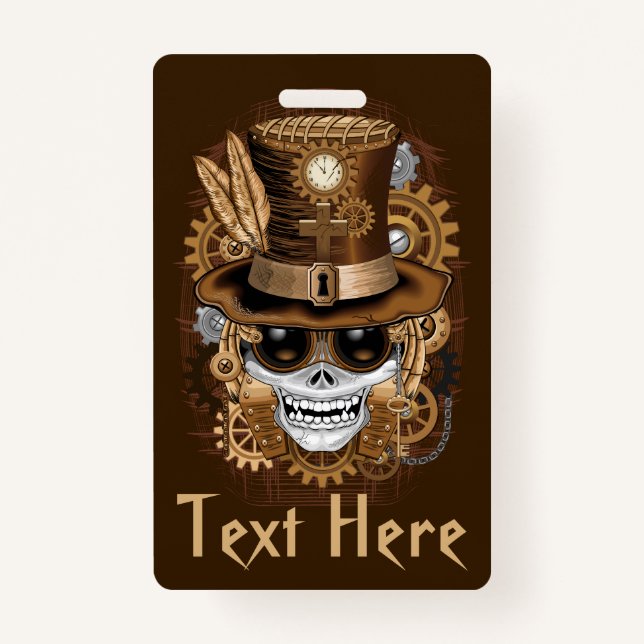 Tarjeta De Identificación Skull Steampunk Voodoo Retro Machine (Anverso)