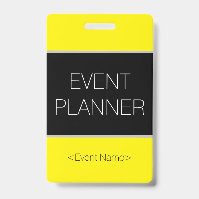 Tarjeta De Identificación Sleek "EVENT PLANNER" Badge (Parte frontal)