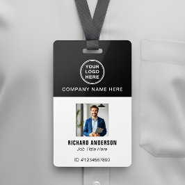 Tarjeta De Identificación Sleek Modern Employee Photo Name QR Code ID