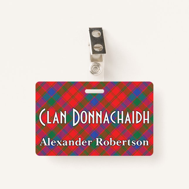 Tarjeta De Identificación Snappy Clan Donnachaidh Robertson Tartan (Anverso con clip)