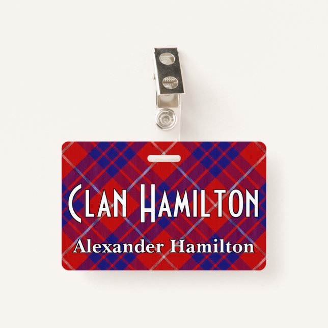 Tarjeta De Identificación Snappy Clan Hamilton Tartan (Anverso con clip)